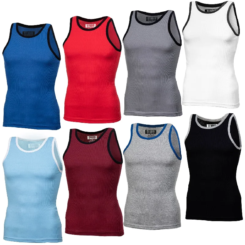 Long - sleeve men's undershirts for cold weather3-6 Pack Men's Two Tone Basic Tank Top Active Tee Tri-Blend Cotton Sleeveless Shirts Long - sleeve men's undershirts for cold weather3-6 Pack Men's Two Tone Basic Tank Top Active Tee Tri-Blend Cotton Sleeveless Shirts