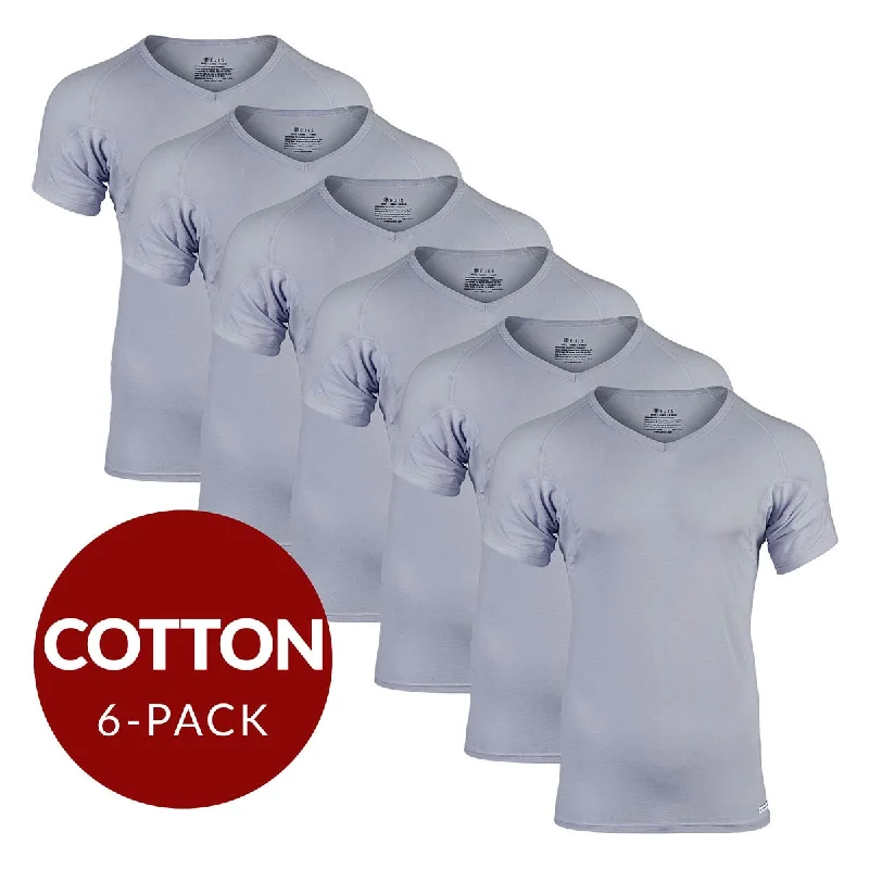 Tag - less men's undershirts to avoid irritationV-Neck Cotton Sweat Proof Undershirt For Men - Grey 6-Pack Tag - less men's undershirts to avoid irritationV-Neck Cotton Sweat Proof Undershirt For Men - Grey 6-Pack
