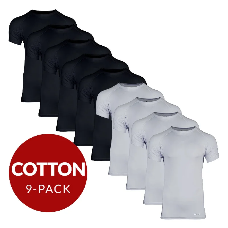 Moisture - wicking men's undershirts for sportsCrew Neck Cotton Sweat Proof Undershirt For Men - Mix 9-Pack (5x Black, 4x Grey) Moisture - wicking men's undershirts for sportsCrew Neck Cotton Sweat Proof Undershirt For Men - Mix 9-Pack (5x Black, 4x Grey)