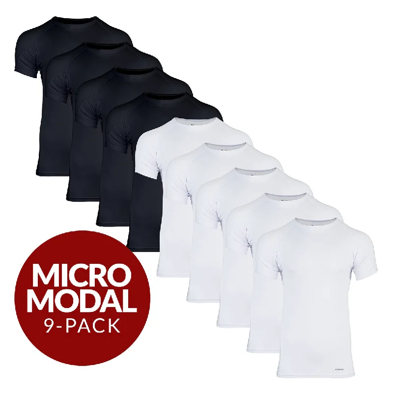 Crew - neck men's undershirts for everyday wearCrew Neck Micro Modal Sweat Proof Undershirt For Men - Mix 9-Pack (5x White, 4x Black) Crew - neck men's undershirts for everyday wearCrew Neck Micro Modal Sweat Proof Undershirt For Men - Mix 9-Pack (5x White, 4x Black)