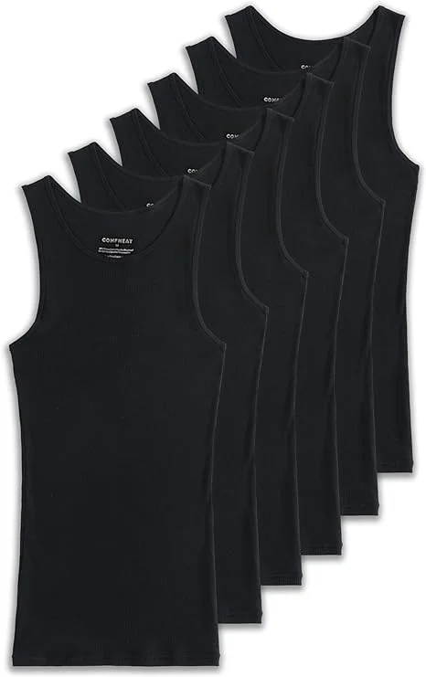Tag - less men's undershirts to avoid irritationComfneat Men's 6-Pack Ribbed Tank Tops Cotton Comfy Fit Undershirts Tag - less men's undershirts to avoid irritationComfneat Men's 6-Pack Ribbed Tank Tops Cotton Comfy Fit Undershirts