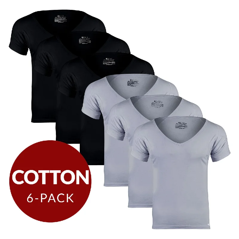 Crew - neck men's undershirts for everyday wearDeep V Cotton Sweat Proof Undershirt For Men - Mix 6-Pack (3x Black, Grey) Crew - neck men's undershirts for everyday wearDeep V Cotton Sweat Proof Undershirt For Men - Mix 6-Pack (3x Black, Grey)