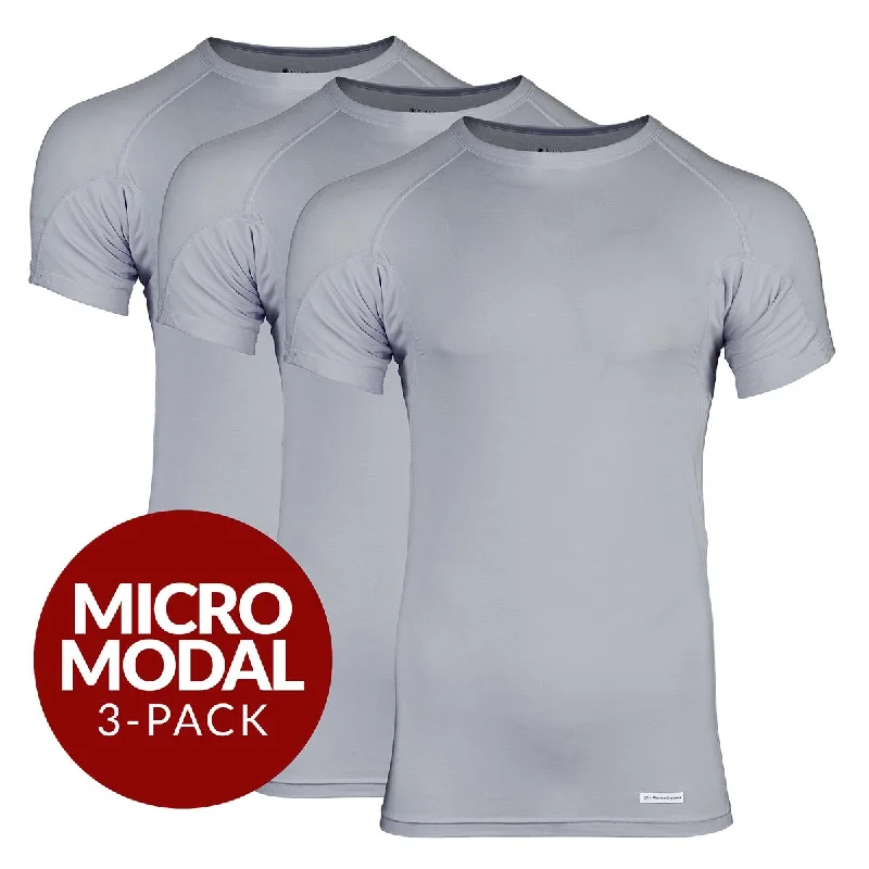Printed men's undershirts with cool designsCrew Neck Micro Modal Sweat Proof Undershirt For Men - Grey 3-Pack Printed men's undershirts with cool designsCrew Neck Micro Modal Sweat Proof Undershirt For Men - Grey 3-Pack