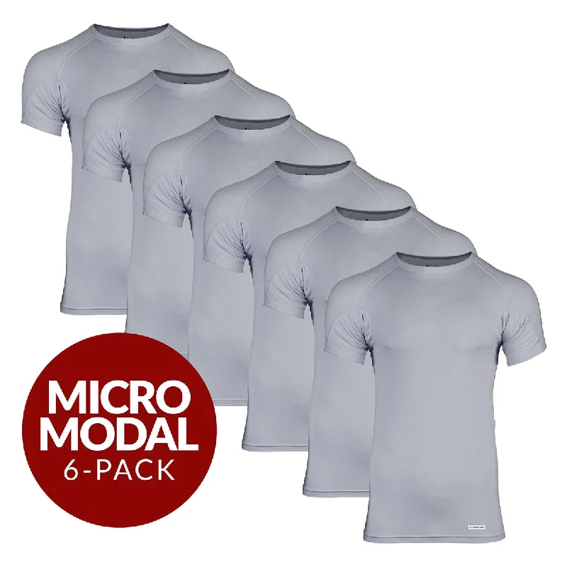 Slim - fit men's undershirts for a streamlined appearanceCrew Neck Micro Modal Sweat Proof Undershirt For Men - Grey 6-Pack Slim - fit men's undershirts for a streamlined appearanceCrew Neck Micro Modal Sweat Proof Undershirt For Men - Grey 6-Pack