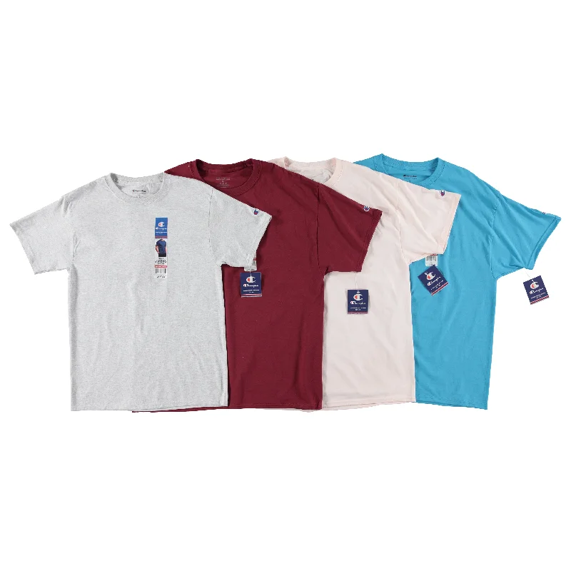 Microfiber men's undershirts for a soft touchChampion Men's Cotton Crew Neck Tee Short Sleeves with Logo - Assorted Colors & Assorted Sizes to Case S-2XL (T425) Microfiber men's undershirts for a soft touchChampion Men's Cotton Crew Neck Tee Short Sleeves with Logo - Assorted Colors & Assorted Sizes to Case S-2XL (T425)