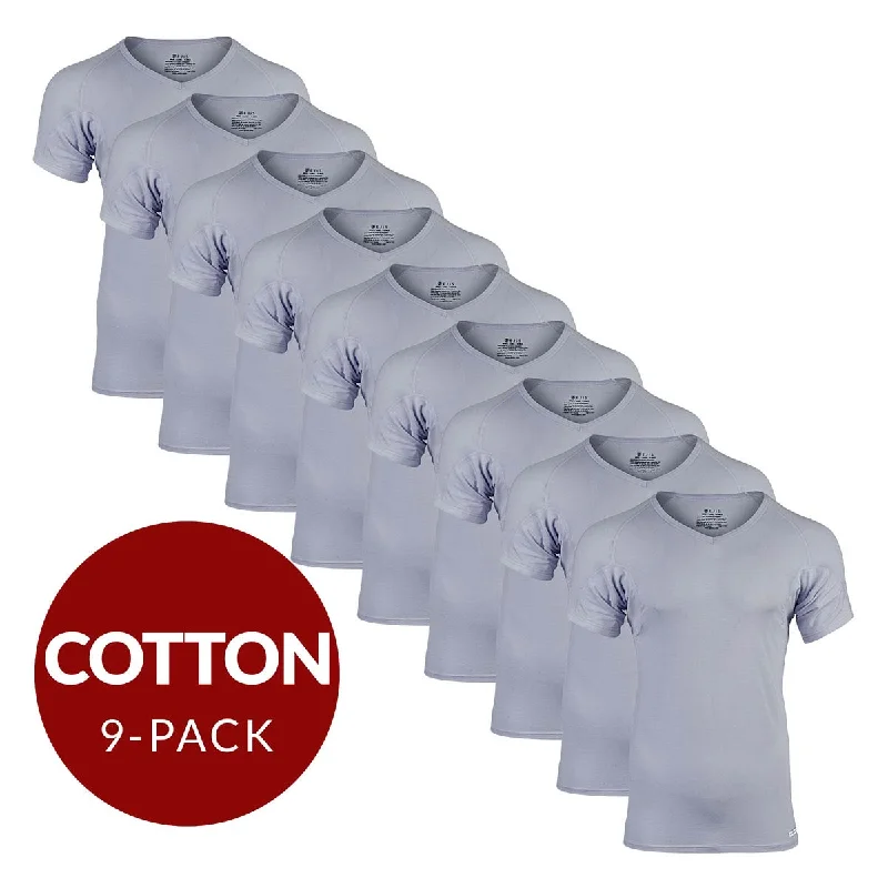 Men's undershirts with a ribbed textureV-Neck Cotton Sweat Proof Undershirt For Men - Grey 9-Pack Men's undershirts with a ribbed textureV-Neck Cotton Sweat Proof Undershirt For Men - Grey 9-Pack