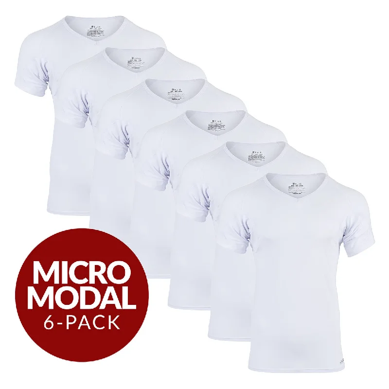 Crew - neck men's undershirts for everyday wearV-Neck Micro Modal Sweat Proof Undershirt For Men - White 6-Pack Crew - neck men's undershirts for everyday wearV-Neck Micro Modal Sweat Proof Undershirt For Men - White 6-Pack