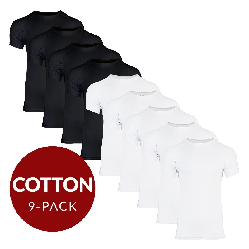 Anti - odor men's undershirts for freshnessCrew Neck Cotton Sweat Proof Undershirt For Men - Mix 9-Pack (5x White, 4x Black) Anti - odor men's undershirts for freshnessCrew Neck Cotton Sweat Proof Undershirt For Men - Mix 9-Pack (5x White, 4x Black)