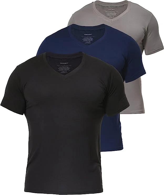 Men's undershirts with a ribbed textureComfneat Men's Undershirts Bamboo Viscose V-Neck Cool Feeling T-Shirt 3-Pack Knit Tops Men's undershirts with a ribbed textureComfneat Men's Undershirts Bamboo Viscose V-Neck Cool Feeling T-Shirt 3-Pack Knit Tops