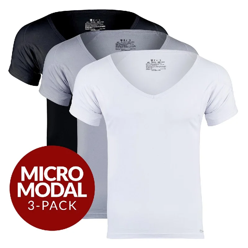 Men's undershirts with a stretchy fabricDeep V Micro Modal Sweat Proof Undershirt For Men - Mix 3-Pack (1x White, Black, Grey) Men's undershirts with a stretchy fabricDeep V Micro Modal Sweat Proof Undershirt For Men - Mix 3-Pack (1x White, Black, Grey)
