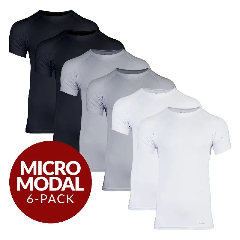 Long - sleeve men's undershirts for cold weatherCrew Neck Micro Modal Sweat Proof Undershirt For Men - Mix 6-Pack (2x White, Black, Grey) Long - sleeve men's undershirts for cold weatherCrew Neck Micro Modal Sweat Proof Undershirt For Men - Mix 6-Pack (2x White, Black, Grey)