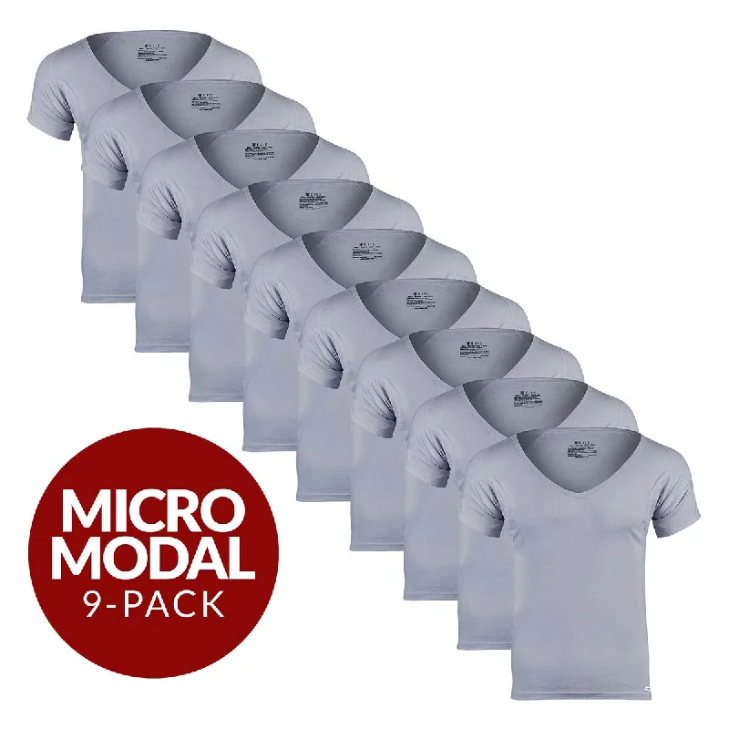 Anti - odor men's undershirts for freshnessDeep V Micro Modal Sweat Proof Undershirt For Men - Grey 9-Pack Anti - odor men's undershirts for freshnessDeep V Micro Modal Sweat Proof Undershirt For Men - Grey 9-Pack