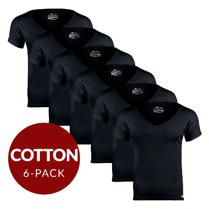 Tag - less men's undershirts to avoid irritationDeep V Cotton Sweat Proof Undershirt For Men - Black 6-Pack Tag - less men's undershirts to avoid irritationDeep V Cotton Sweat Proof Undershirt For Men - Black 6-Pack