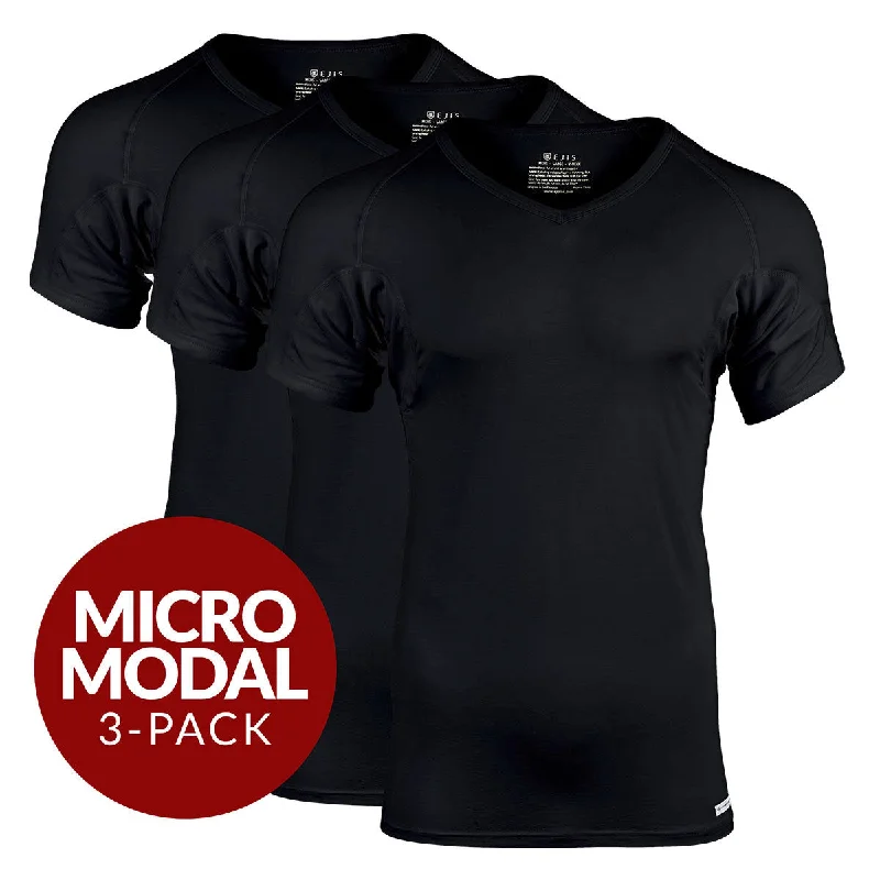 Moisture - wicking men's undershirts for sportsV-Neck Micro Modal Sweat Proof Undershirt For Men - Black 3-Pack Moisture - wicking men's undershirts for sportsV-Neck Micro Modal Sweat Proof Undershirt For Men - Black 3-Pack