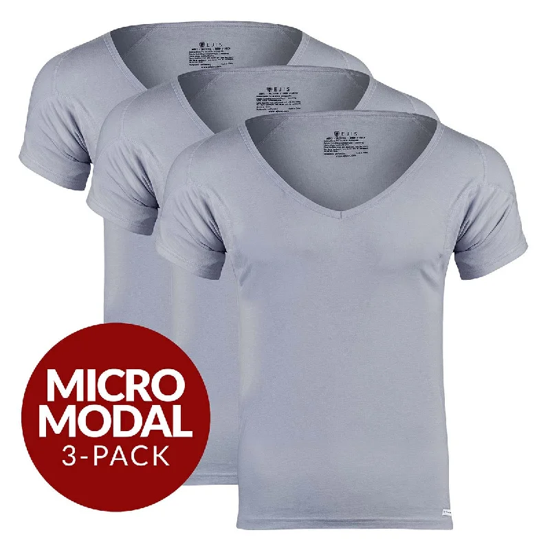 Moisture - wicking men's undershirts for sportsDeep V Micro Modal Sweat Proof Undershirt For Men - Grey 3-Pack Moisture - wicking men's undershirts for sportsDeep V Micro Modal Sweat Proof Undershirt For Men - Grey 3-Pack
