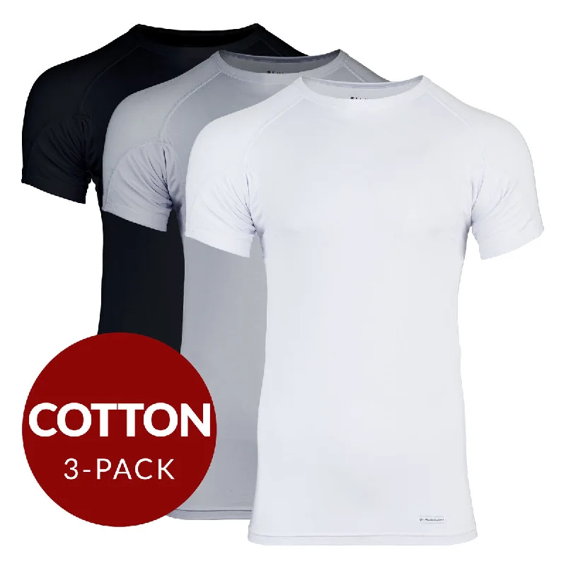 Moisture - wicking men's undershirts for sportsCrew Neck Cotton Sweat Proof Undershirt For Men - Mix 3-Pack (1x White, Black, Grey) Moisture - wicking men's undershirts for sportsCrew Neck Cotton Sweat Proof Undershirt For Men - Mix 3-Pack (1x White, Black, Grey)