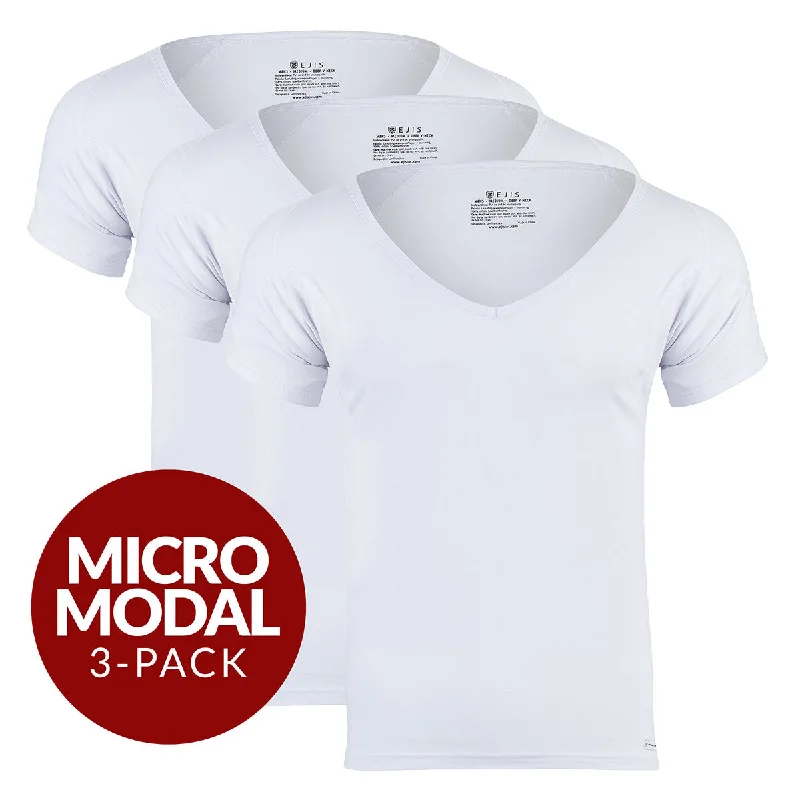 Compression men's undershirts for muscle supportDeep V Micro Modal Sweat Proof Undershirt For Men - White 3-Pack Compression men's undershirts for muscle supportDeep V Micro Modal Sweat Proof Undershirt For Men - White 3-Pack
