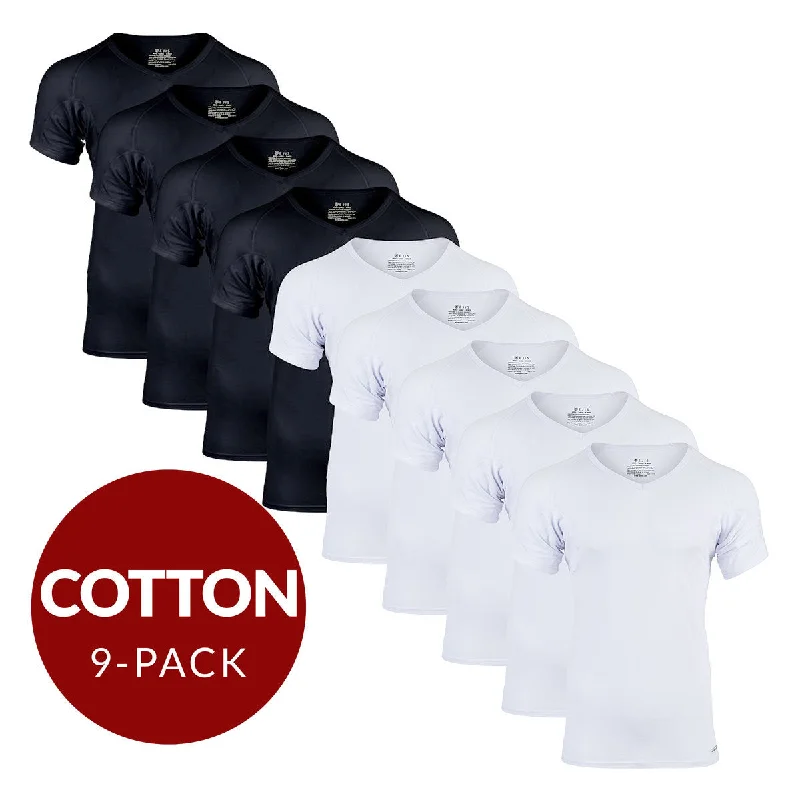 Tag - less men's undershirts to avoid irritationV-Neck Cotton Sweat Proof Undershirt For Men - Mix 9-Pack (5x White, 4x Black) Tag - less men's undershirts to avoid irritationV-Neck Cotton Sweat Proof Undershirt For Men - Mix 9-Pack (5x White, 4x Black)