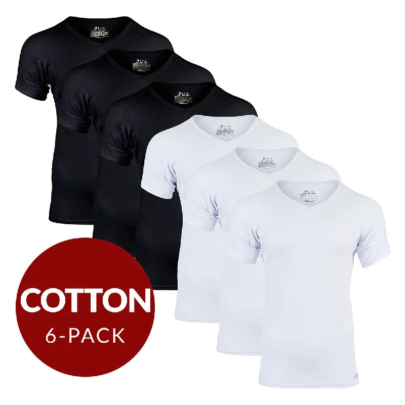 Slim - fit men's undershirts for a streamlined appearanceV-Neck Cotton Sweat Proof Undershirt For Men - Mix 6-Pack (3x White, Black) Slim - fit men's undershirts for a streamlined appearanceV-Neck Cotton Sweat Proof Undershirt For Men - Mix 6-Pack (3x White, Black)