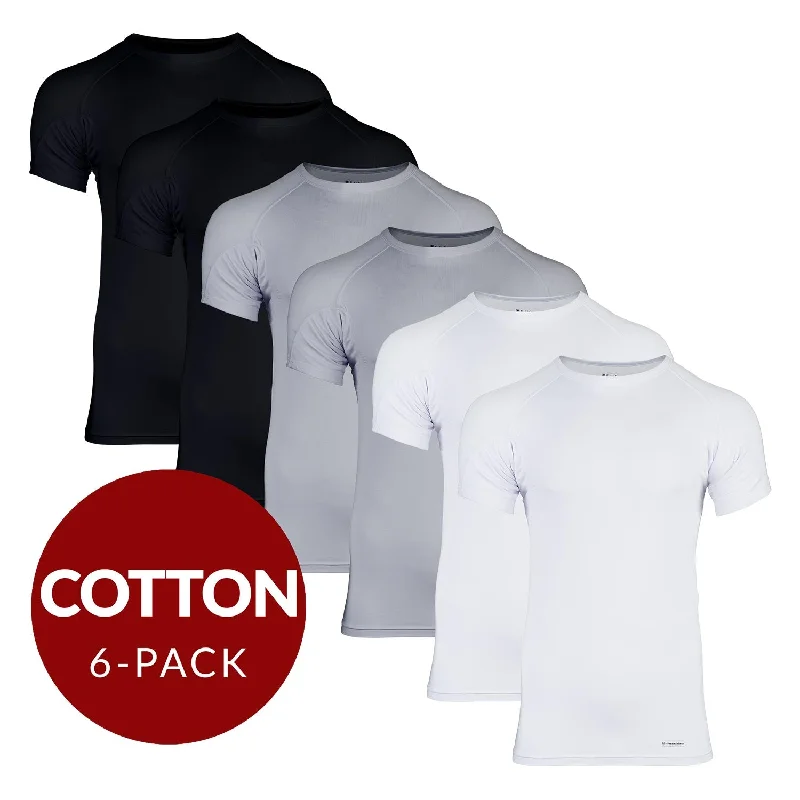 Tag - less men's undershirts to avoid irritationCrew Neck Cotton Sweat Proof Undershirt For Men - Mix 6-Pack (2x White, Black, Grey) Tag - less men's undershirts to avoid irritationCrew Neck Cotton Sweat Proof Undershirt For Men - Mix 6-Pack (2x White, Black, Grey)