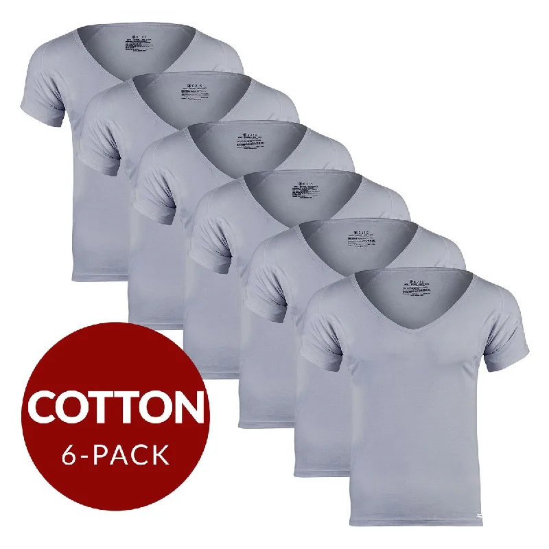 Slim - fit men's undershirts for a streamlined appearanceDeep V Cotton Sweat Proof Undershirt For Men - Grey 6-Pack Slim - fit men's undershirts for a streamlined appearanceDeep V Cotton Sweat Proof Undershirt For Men - Grey 6-Pack