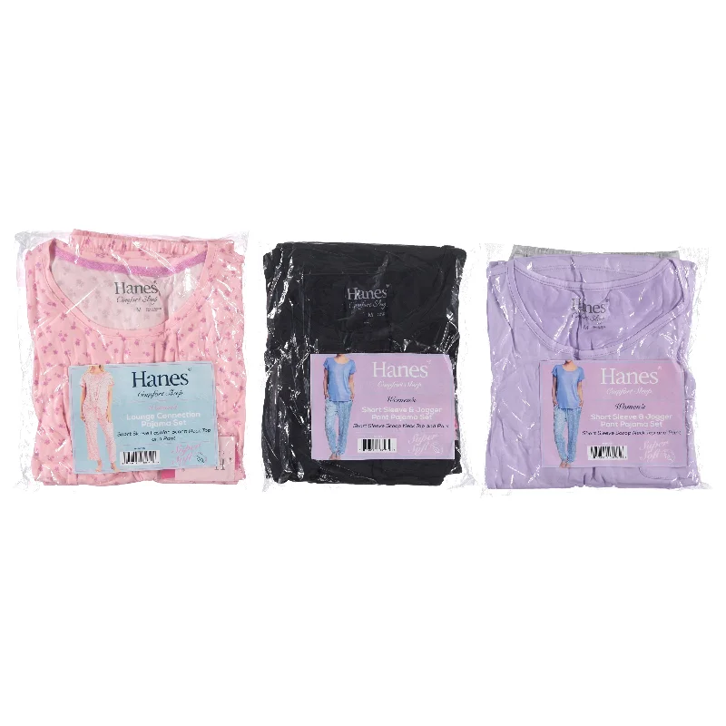Anti - odor men's undershirts for freshnessHanes Ladies Short Sleeve Knit Pajama Set with Scoop Neck Top and Jogger Bottom, Assorted Sizes and Colors (H420606) Anti - odor men's undershirts for freshnessHanes Ladies Short Sleeve Knit Pajama Set with Scoop Neck Top and Jogger Bottom, Assorted Sizes and Colors (H420606)