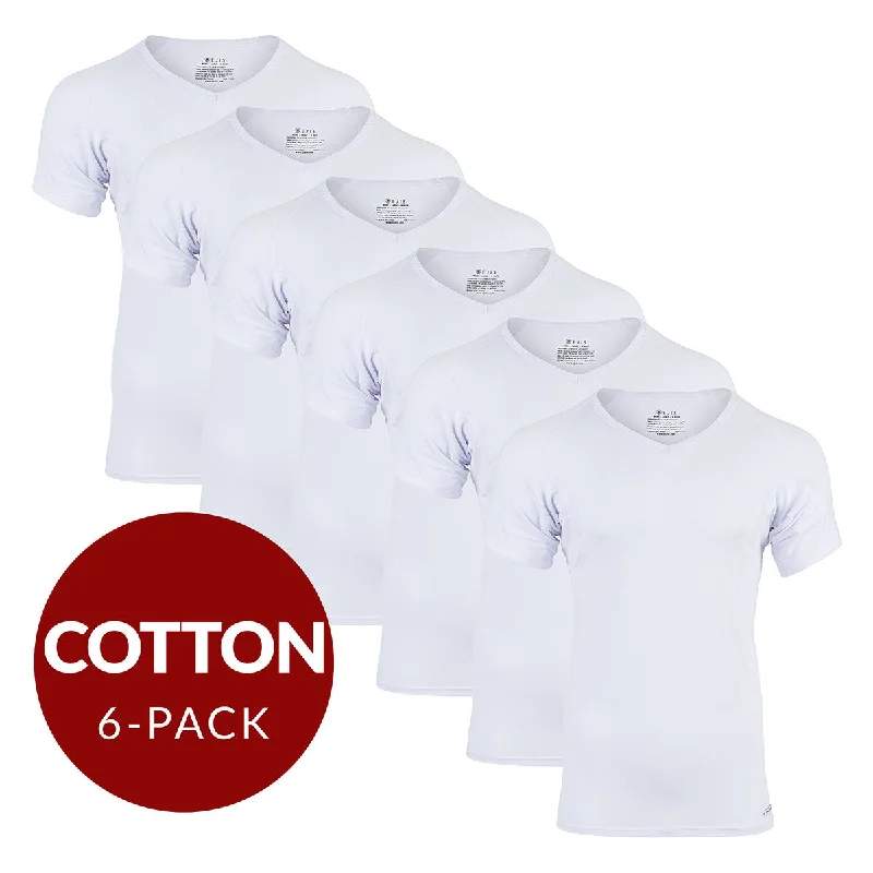 Men's undershirts with a ribbed textureV-Neck Cotton Sweat Proof Undershirt For Men - White 6-Pack Men's undershirts with a ribbed textureV-Neck Cotton Sweat Proof Undershirt For Men - White 6-Pack