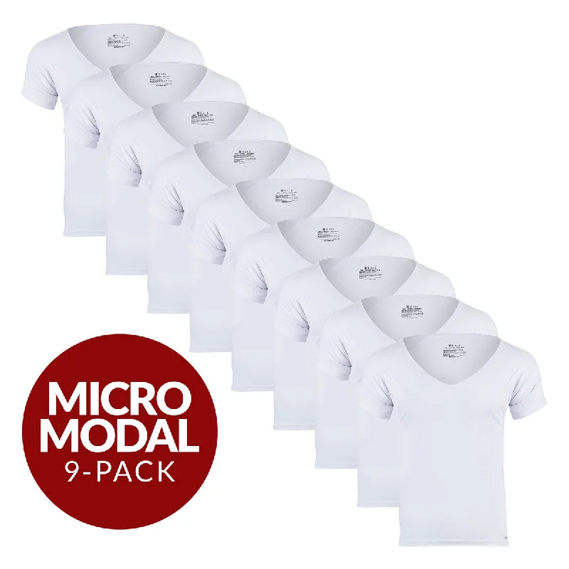 Seamless men's undershirts for a smooth silhouetteDeep V Micro Modal Sweat Proof Undershirt For Men - White 9-Pack Seamless men's undershirts for a smooth silhouetteDeep V Micro Modal Sweat Proof Undershirt For Men - White 9-Pack