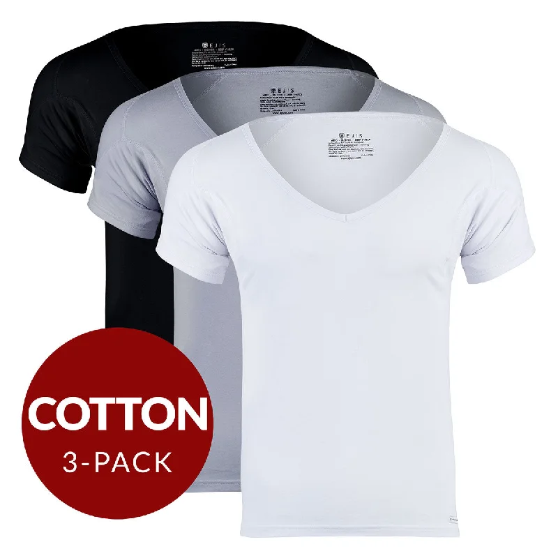 V - neck men's undershirts for a classic lookDeep V Cotton Sweat Proof Undershirt For Men - Mix 3-Pack (1x White, Black, Grey) V - neck men's undershirts for a classic lookDeep V Cotton Sweat Proof Undershirt For Men - Mix 3-Pack (1x White, Black, Grey)