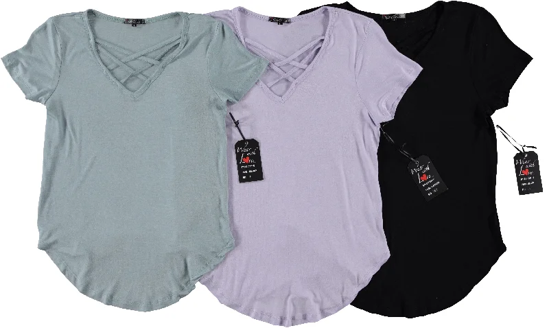 Short - sleeve men's undershirts for summerSplash Ladies Super Soft Lace Neck Tee, Assorted Colors and Sizes (2259-L) Short - sleeve men's undershirts for summerSplash Ladies Super Soft Lace Neck Tee, Assorted Colors and Sizes (2259-L)