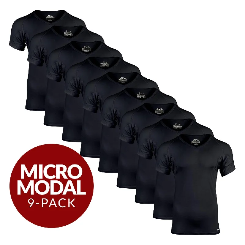 Breathable cotton men's undershirts for comfortV-Neck Micro Modal Sweat Proof Undershirt For Men - Black 9-Pack Breathable cotton men's undershirts for comfortV-Neck Micro Modal Sweat Proof Undershirt For Men - Black 9-Pack
