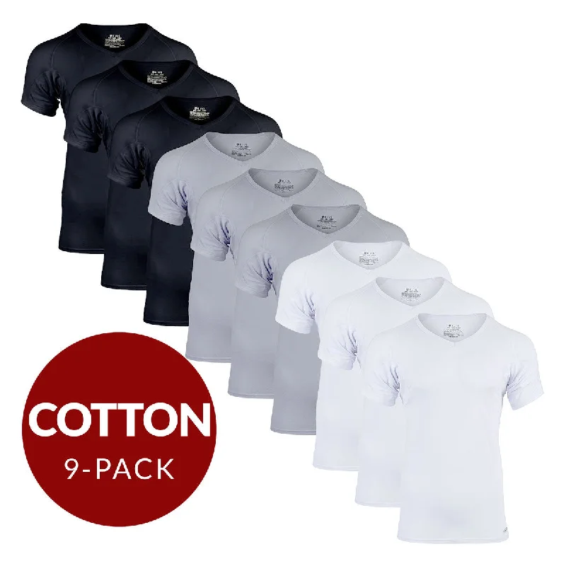 Printed men's undershirts with cool designsV-Neck Cotton Sweat Proof Undershirt For Men - Mix 9-Pack (3x White, Black, Grey) Printed men's undershirts with cool designsV-Neck Cotton Sweat Proof Undershirt For Men - Mix 9-Pack (3x White, Black, Grey)