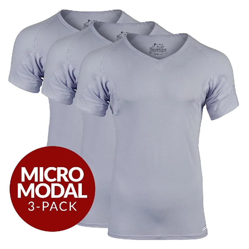 Slim - fit men's undershirts for a streamlined appearanceV-Neck Micro Modal Sweat Proof Undershirt For Men - Grey 3-Pack Slim - fit men's undershirts for a streamlined appearanceV-Neck Micro Modal Sweat Proof Undershirt For Men - Grey 3-Pack
