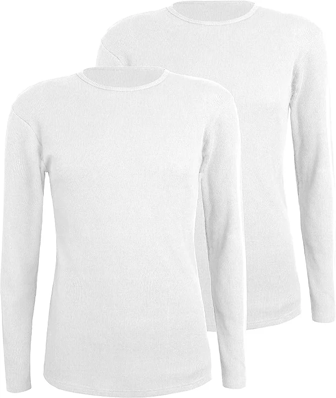 Thermal men's undershirts for extra warmthComfneat Men's 2-Pack Thermal Long Sleeve Undershirt Waffle Knit Soft Comfy Crew Neck Underwear Top