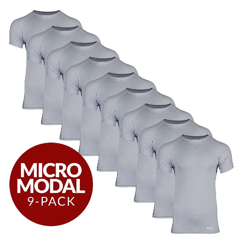 Loose - fit men's undershirts for a relaxed feelCrew Neck Micro Modal Sweat Proof Undershirt For Men - Grey 9-Pack Loose - fit men's undershirts for a relaxed feelCrew Neck Micro Modal Sweat Proof Undershirt For Men - Grey 9-Pack