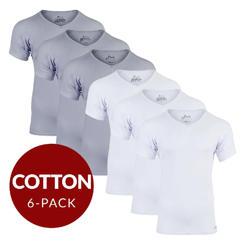 Long - sleeve men's undershirts for cold weatherV-Neck Cotton Sweat Proof Undershirt For Men - Mix 6-Pack (3x White, Grey) Long - sleeve men's undershirts for cold weatherV-Neck Cotton Sweat Proof Undershirt For Men - Mix 6-Pack (3x White, Grey)