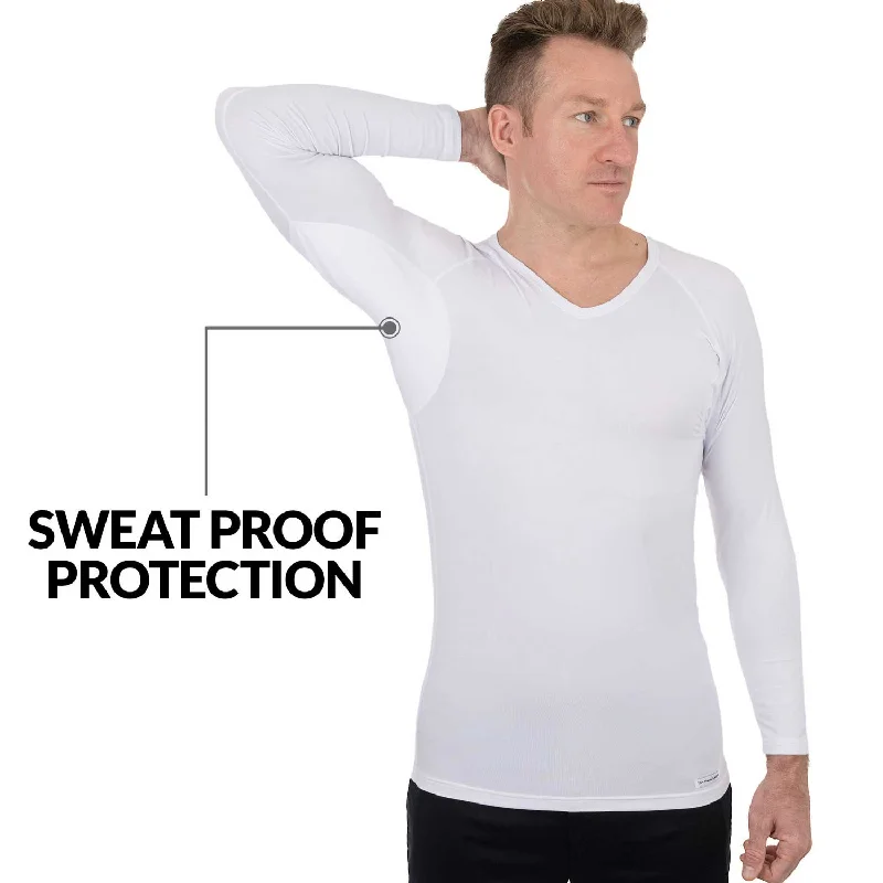 Men's undershirts with a built - in sun protectionV-Neck Long Sleeve Micro Modal Sweat Proof Undershirt For Men Men's undershirts with a built - in sun protectionV-Neck Long Sleeve Micro Modal Sweat Proof Undershirt For Men