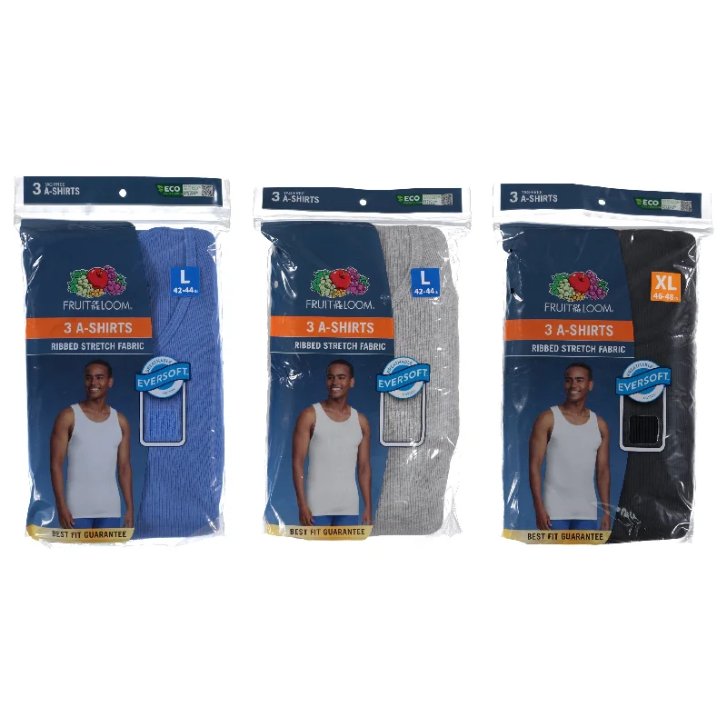 Long - sleeve men's undershirts for cold weatherFruit of the Loom Men's 3-Pack Cotton Tank Tops, Assorted Colors and Sizes (F140-3) Long - sleeve men's undershirts for cold weatherFruit of the Loom Men's 3-Pack Cotton Tank Tops, Assorted Colors and Sizes (F140-3)