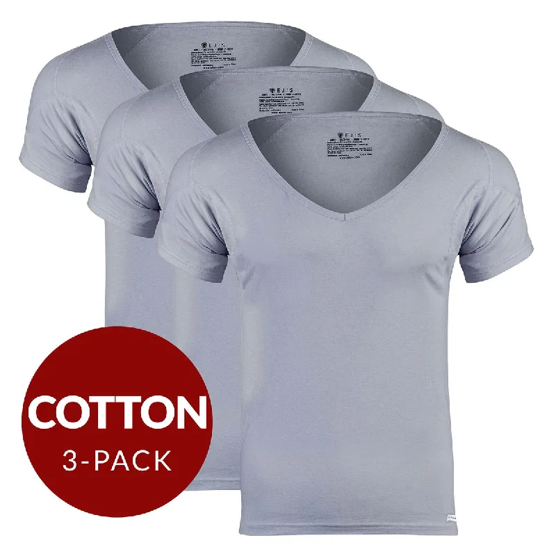 Slim - fit men's undershirts for a streamlined appearanceDeep V Cotton Sweat Proof Undershirt For Men - Grey 3-Pack Slim - fit men's undershirts for a streamlined appearanceDeep V Cotton Sweat Proof Undershirt For Men - Grey 3-Pack