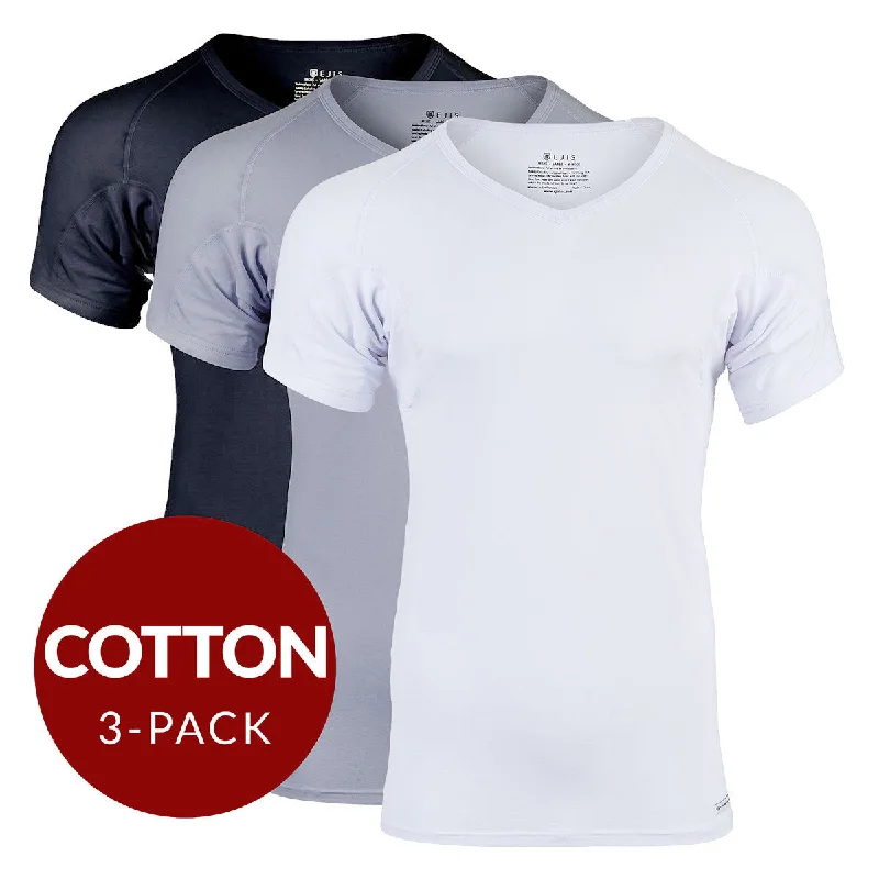 Men's undershirts with a stretchy fabricV-Neck Cotton Sweat Proof Undershirt For Men - Mix 3-Pack (1x White, Black, Grey) Men's undershirts with a stretchy fabricV-Neck Cotton Sweat Proof Undershirt For Men - Mix 3-Pack (1x White, Black, Grey)