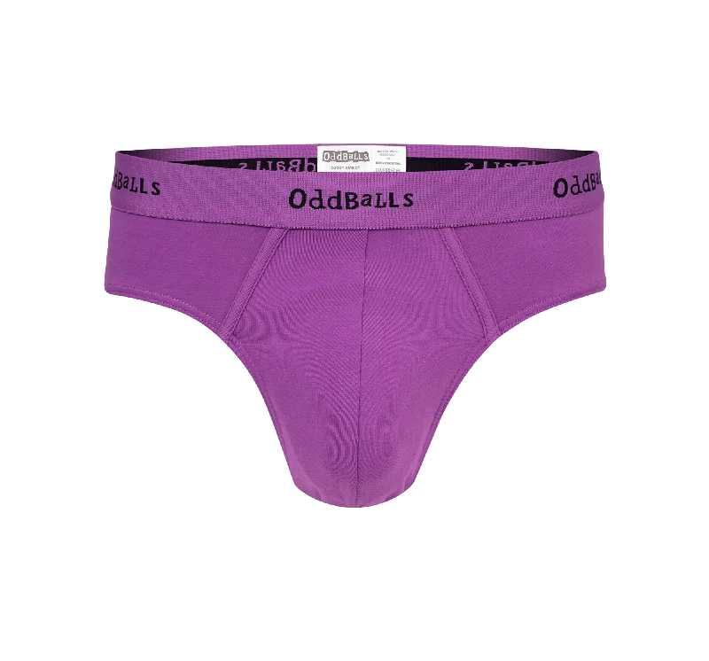 Men's briefs with a lace trim for a touch of flairPurple & Black - Mens Briefs