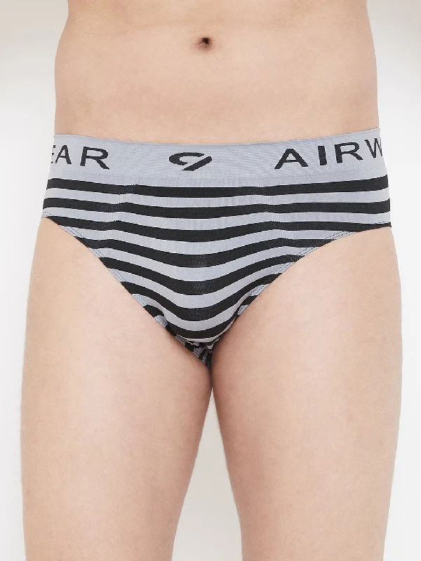 Soft cotton men's briefs for ultimate comfortC9 Airwear Seamless Striped Briefs for Men - Grey