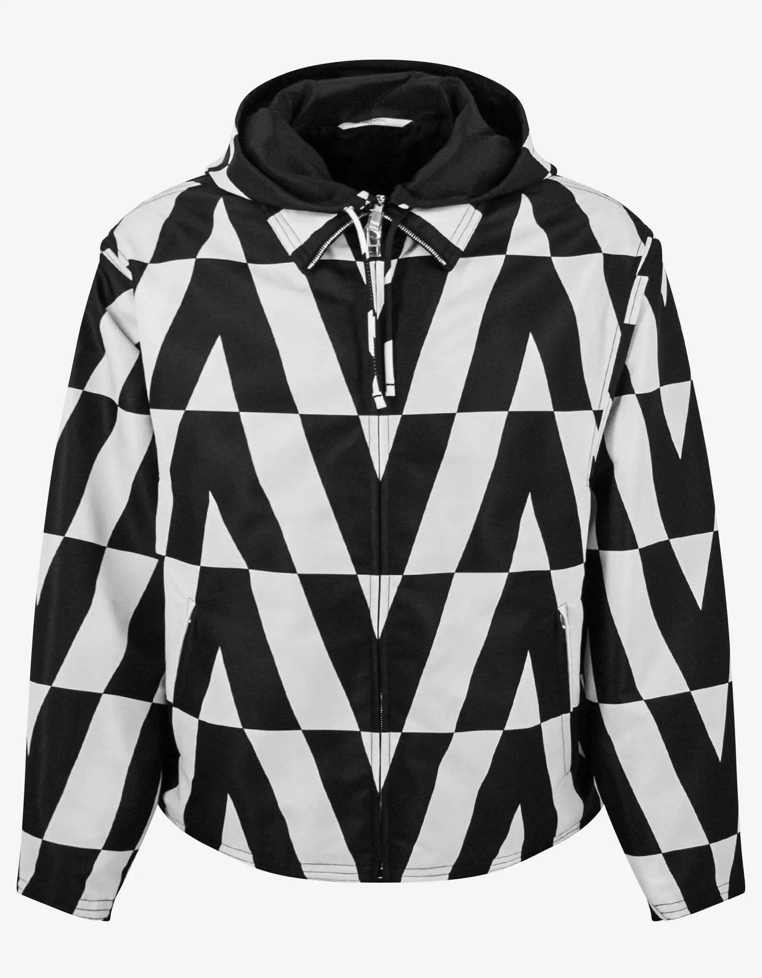 Valentino Garavani Black & White Logo Monogram Nylon Windbreaker