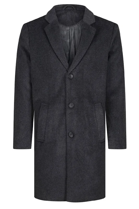 Men's Grey Wool Long Overcoat Coat Winter Mod