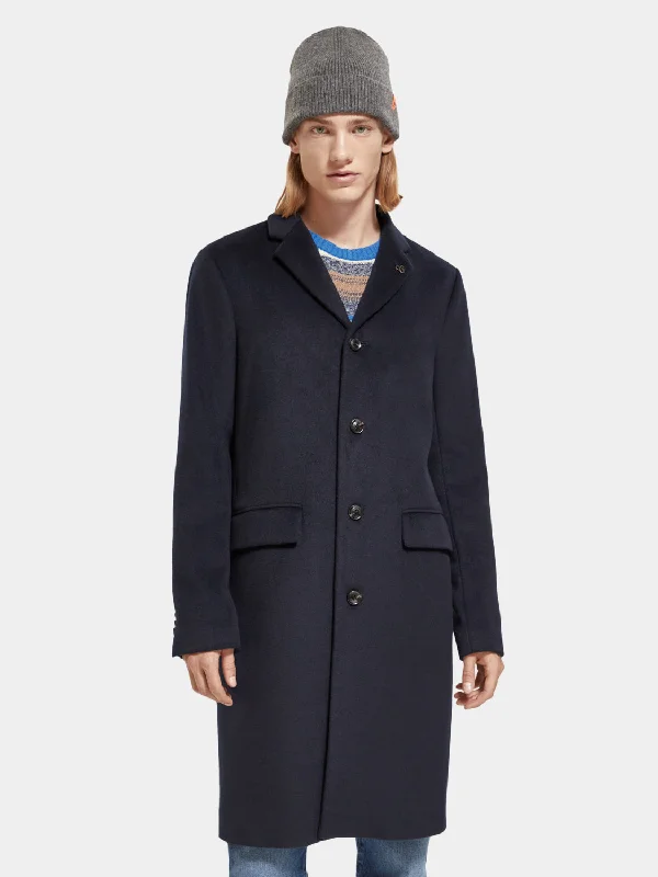 Single-breasted wool blend overcoat