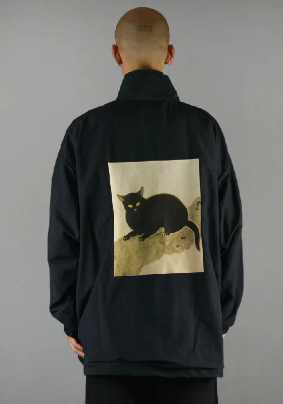 YUIKI SHIMOJI UNISEX WINDBREAKER BLACK CAT