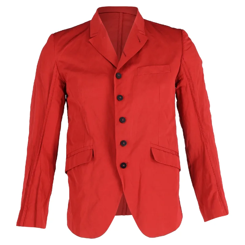 Ann Demeulemeester Single-Breasted Blazer in Red Cotton