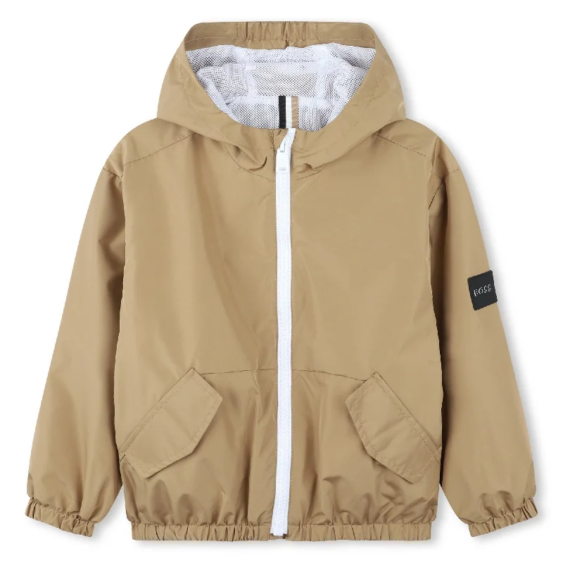 Brown Hooded Windbreaker