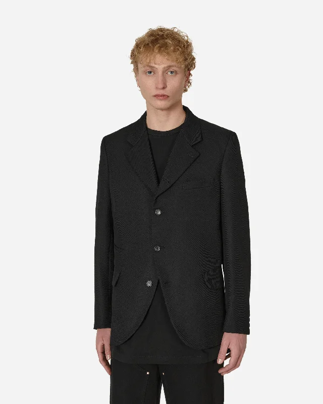 Zipped Wool Blazer Black