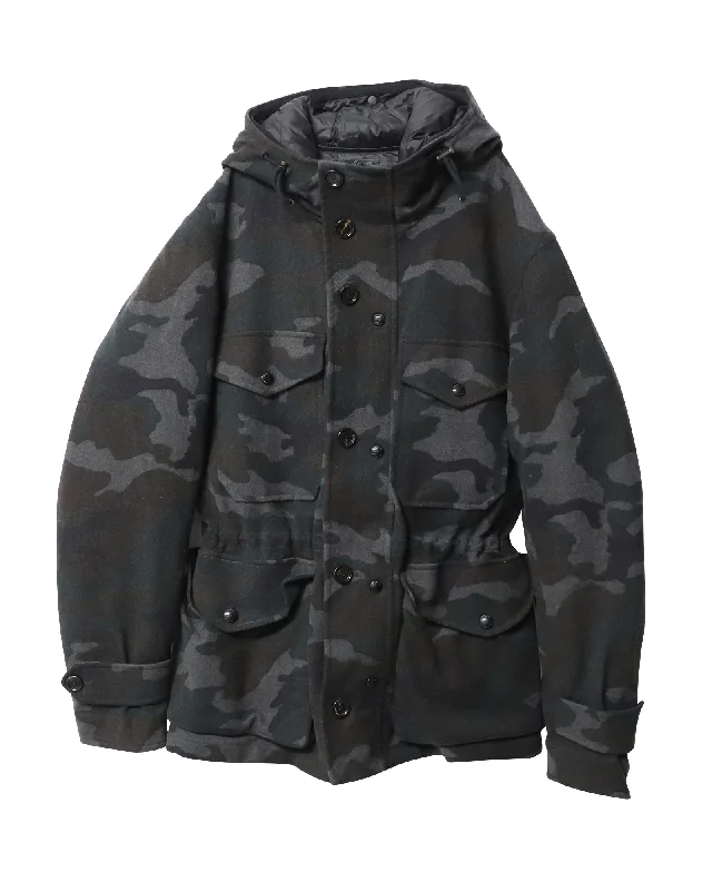 Moncler Camouflage Parka Jacket in Multicolor Wool